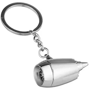 Ready To Ship Heavy Duty Creative Aviation Gift 3D Mini Metal Airplane Engine Keychain With Laser Cutting Custom Logo