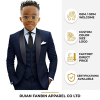Ensemble 3 pièces de smoking pour garçons : veste en satin à revers châle, gilet et pantalon – Costume formel pour mariage, fête ou bal de promo pour enfants – Vente en gros OEM