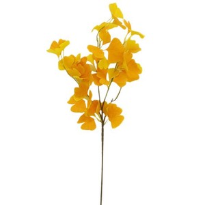 Feuilles de Ginkgo artificielles en soie, branche unique, jaune-orange, décoration pour la maison, salon, chambre à coucher - Product Image 5