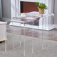 Tables d'appoint en acrylique transparentes en forme de U modernes et personnalisées, ensemble de 3 tables basses pour le salon