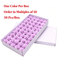 Bunga Sabun Anyelir Realistis 6cm untuk Hari Ibu & Hari Valentine, 50Pcs/Kotak, Kotak Hadiah Buket DIY, Bunga Artifisial