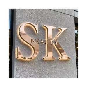 Letrero Luminoso con Logotipo de Empresa para Recepción, Salón de Belleza o Barbería, Corte Láser, Retroiluminación LED 3D, Letras Doradas, Logotipo Personalizado, Letrero Acrílico con Luz LED - Product Image 1