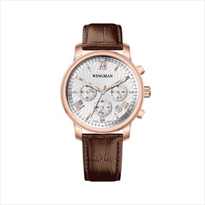 Montre-bracelet en cuir pour hommes, personnalisé avec 6 aiguilles super lumineuses, étanche, chronographe, en acier inoxydable, fermoir papillon - Product Image 3