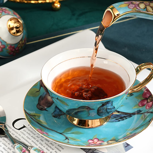 <b>Bone</b> <b>China</b> Coffee Cup and Saucer <b>Set</b> with Traditional Patterns for Authentic <b>Tea</b> Experience - Product Image 5