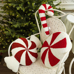 Cross-border <b>Christmas</b> Decorative Candy <b>Pillow</b> Cane-Shaped Red White Stripes European Style Sofa Cushion Bedroom Backrest <b>Pillow</b> - Product Image 1