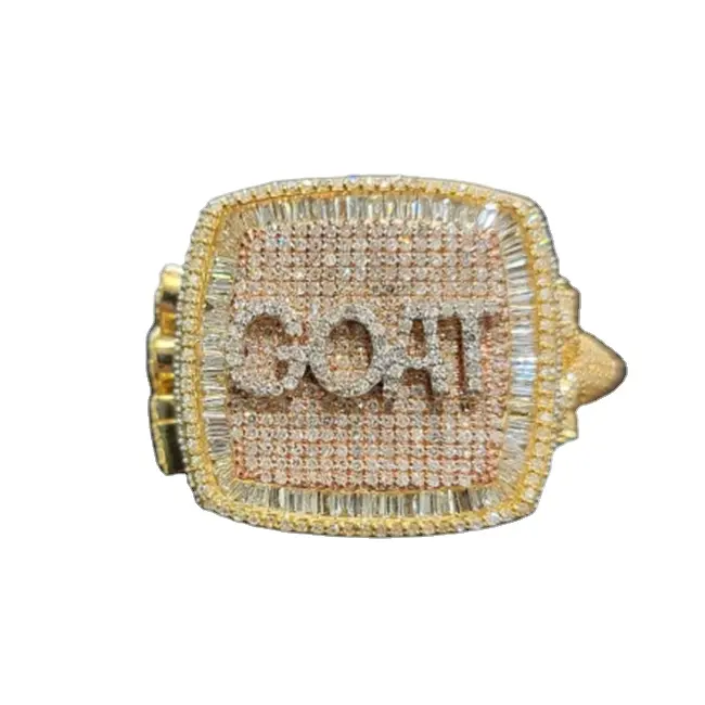 Индивидуальные Письма ручной работы 3D кольцо козла хип-хоп 925 стерлингового серебра со льдом из муассанита кольцо чемпиона