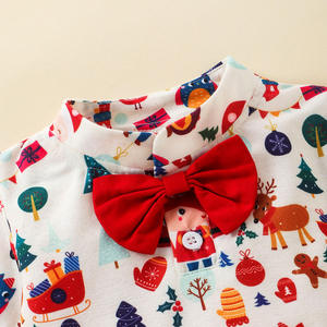 En Existencia, Mameluco Navideño 100% Algodón para Bebé, Mamelucos para Niños Pequeños, <span class=keywords><strong>Ropa</strong></span> para Recién Nacidos con Lazo - Product Image 3