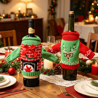 Nouveauté Nicro : Housses pour bouteilles de vin en tissu polyester tricoté à la main, motif bonhomme de neige et renne, fournitures de fête, décoration de Noël
