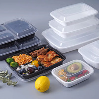 Conteneurs alimentaires en plastique réutilisables et jetables avec couvercle, compatibles micro-ondes et congélateur, vente en gros