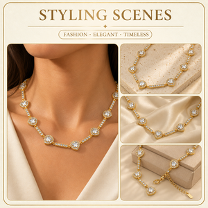 Collar de cristal con eslabones geométricos dorados para mujer, joyería moderna para uso diario, fabricante - Product Image 2