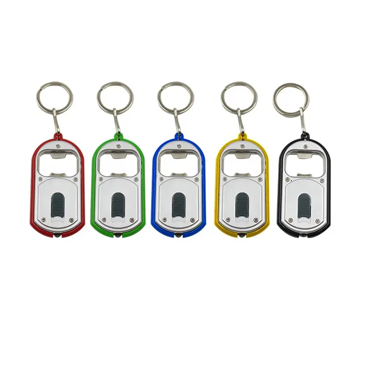 unique keyrings mini logo keychain bottle opener promotional flashlight customized bottle opener key chain