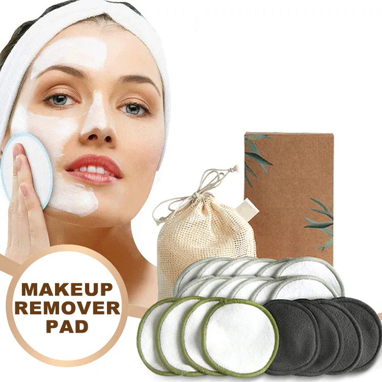 Dischetti struccanti organici lavabili ecologici naturali riutilizzabili per la pulizia del viso in cotone per le donne