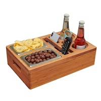 Plateau de rangement pour boissons et collations, amovible et flottant, en bambou, pour canapé