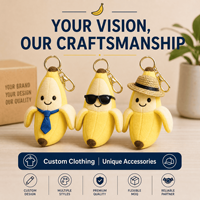 Fabricant en gros de porte-clés peluche mascotte banane pelée personnalisés OEM ODM, pendentifs de sac en peluche moelleuse, cadeaux d'usine
