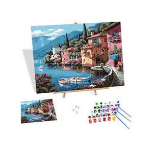 Diy Painting by Numbers Modern Seaside Town 3d Print Paint by Numbers Home Decor Gifts Decoration Arts Cr