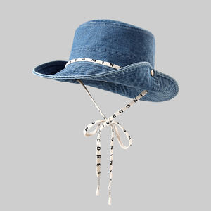 Activités de plein air <span class=keywords><strong>camping</strong></span> voyage crème solaire large bord Cowboy Cap Young Ladies Fashion Bucket Hat for Women - Product Image 1