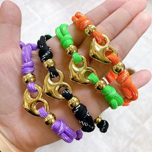 Nouveau <span class=keywords><strong>Bracelet</strong></span> en Corde Cœur Vintage en Cuivre Lisse avec Nez de Cochon Coloré, Personnalisable DIY, Ajustable, Unisexe, Idéal Cadeau - Product Image 2