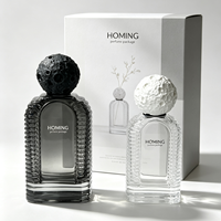 Nouveaux flacons de parfum carrés en verre vides 50ml, flacon de parfum noir avec boîte et couvercle luxueux