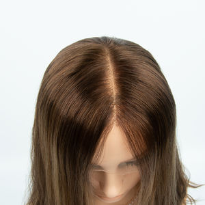 Perruques juives casher en cheveux humains européens vierges à 100 %, avec dessus en dentelle HD, nœuds invisibles, brun clair - Product Image 6