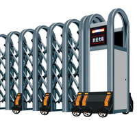 Porte de sécurité rétractable automatique, structure en acier et aluminium fabriqué, conception anti-collision sans fil