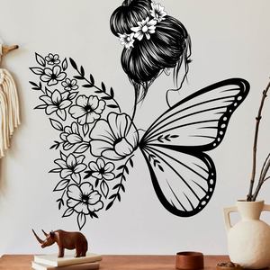 Decorazione domestica fiore farfalla adesivi <span class=keywords><strong>murali</strong></span> per ragazze <span class=keywords><strong>foto</strong></span> camera da letto - Product Image 3