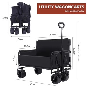 Carrello da Campeggio Pieghevole a Quattro Ruote in Acciaio per Esterni, con Seduta Reclinabile per Picnic e Campeggio - Product Image 5