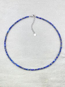 Collar de Lapislázuli Facetado, Joyería Delicada con Piedras Preciosas, Cuentas Microfacetadas, Collar de Cristal, Joyería Minimalista, Pequeñas Piedras Preciosas - Product Image 6