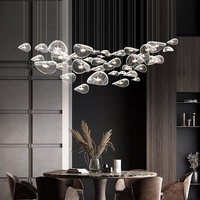 Lustre suspendu en verre d'art moderne de luxe, LED transparente à intensité variable, grand luminaire suspendu pour villa, hall d'hôtel, escalier, hall d'entrée