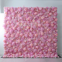 Effets 3D personnalisés Nouveau design Décoration de mariage Mur de fleurs roses Mur de fleurs artificielles pour toile de fond de mariage