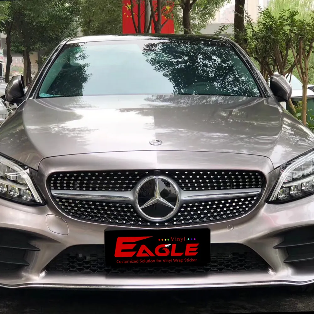Eagle 1.52*18m Air Release Automotive Vinyl Adhesive Wrap Glossy Metallic Grey Car Wrap