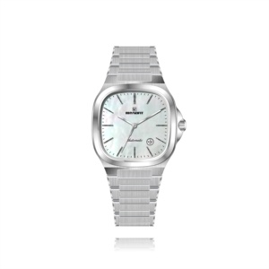 Montre carrée en cuir véritable et acier inoxydable, étui de luxueuse serpillière à cadran de vernis, Texture brossée, mouvement automatique, 1 pièce, NH35 - Product Image 3