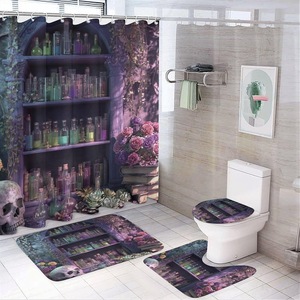 Cortina de Ducha de Poliéster con Diseño de Escena de Poción Púrpura, Cortina de Baño con Impresión Digital, Impermeable, Impresión Personalizada, Venta al por Mayor, Moderna - Product Image 1