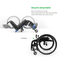 Silla de Ruedas Manual de Aleación de Aluminio Fácil de Empujar con Ruedas Antivuelco y Respaldo Plegable