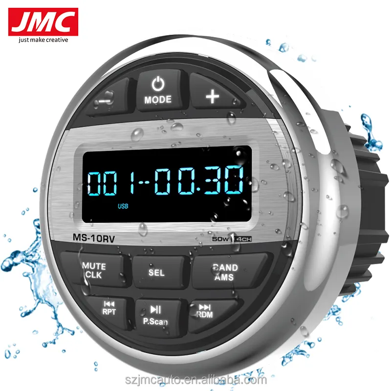 JMC-Radio BT marina a prueba de agua, Radio Estéreo FM AM, receptor de MP3, reproductor de altavoces blancos para ATV UTV, barco SPA