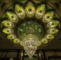 Lustres et suspensions en cristal de verre personnalisés et créatifs éblouissants pour centres commerciaux Salles de banquets Hôtels Lobbies Villas Shopping Spots