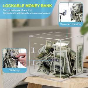 Salvadanaio Grande in Acrilico Trasparente con Chiavi per Aprire, per Risparmiare Monete e Banconote, Riutilizzabile - Product Image 4