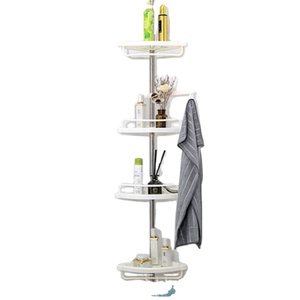 Fabricante barato actualización ajustable 4 capas cesta <span class=keywords><strong>de</strong></span> plástico varilla <span class=keywords><strong>de</strong></span> tensión esquina estante <span class=keywords><strong>de</strong></span> baño - Product Image 1