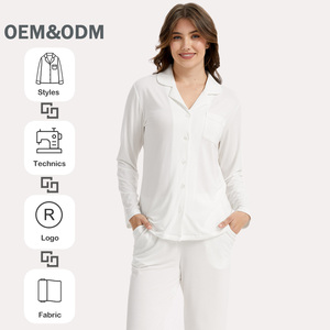 Fábrica de Pijamas OEM ODM, Pijamas de Modal y Elastano para <span class=keywords><strong>Mujer</strong></span>, Ropa de Dormir Suave de Algodón y Bambú para <span class=keywords><strong>Mujer</strong></span> - Product Image 1