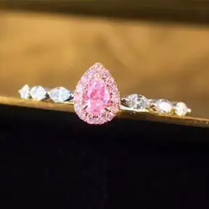 beautiful wedding engagement diamond jewelry 18k gold 0.084ct natural pink diamond ring for women