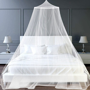 Mosquiteras Redondas Colgantes Blancas 100% Poliéster Plegables para Cama Individual o Doble con Ganchos Adhesivos y Tornillos al por Mayor - Product Image 1