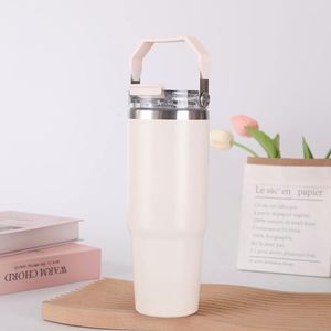 Gobelet isotherme de voyage 20oz 30oz avec poignée, couvercle, paille et base antidérapante pour boissons froides - Product Image 6