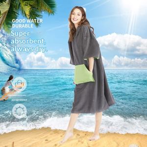 Peignoir de bain en microfibre pour sports de plein air, poncho de surf super doux pour adultes, serviette de plage à capuche - Product Image 4