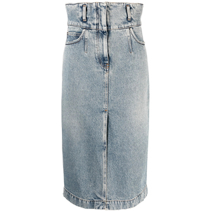 <span class=keywords><strong>Jupe</strong></span> midi en denim extensible taille haute personnalisée classique délavée avec fente avant style de rue mignon pour l'automne pour les filles chaudes - Product Image 5