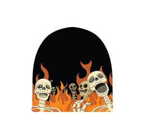 सस्ती महिलाएं खोपड़ी और आग की लौ बुना हुआ हैमेन ट्रांसफर प्रिंट शीतकालीन हैट ऐक्रेलिक बुना हुआ कस्टम महिला - Product Image 4