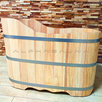 Baignoire autoportante en bois de 110 cm/120 cm/130 cm/140 cm, baignoire portable pour une personne, bain à remous