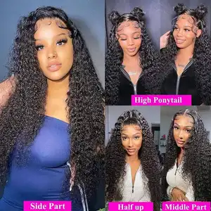 13x6 Transparent Swiss Lace Front Wig Vendor 13x4 Raw Vietnamese Loose Deep Water Curly Wig HD Lace Frontal Wigs For Black Women