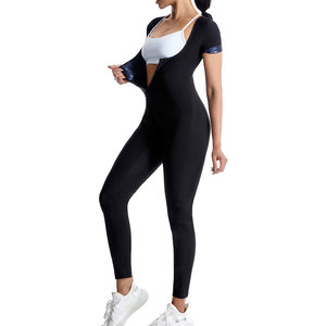 Corset complet pour femmes vêtements de yoga de sport une pièce combinaison de <span class=keywords><strong>sauna</strong></span> à fermeture éclair pour la perte de poids Corset de contrôle abdominal à manches courtes - Product Image 1