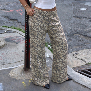 Pantalon long ample et droit à imprimé léopard, style vintage américain, coupe flatteuse, mode Y2K, polyvalent, décontracté, pour le quotidien - Product Image 5