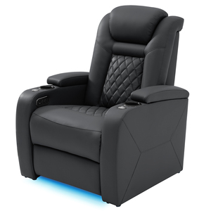 Divano Reclinabile Moderno e Essenziale in Vera Pelle con Poggiatesta Elettrici in Memory Foam, Luci LED, Vano Portaoggetti, Porte USB, Struttura in Legno e Metallo - Product Image 1