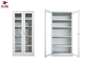 Meuble de classement moderne en métal à cadre en verre avec portes vitrées pour usage scolaire, supermarché, sous-sol, salle à manger - Product Image 2